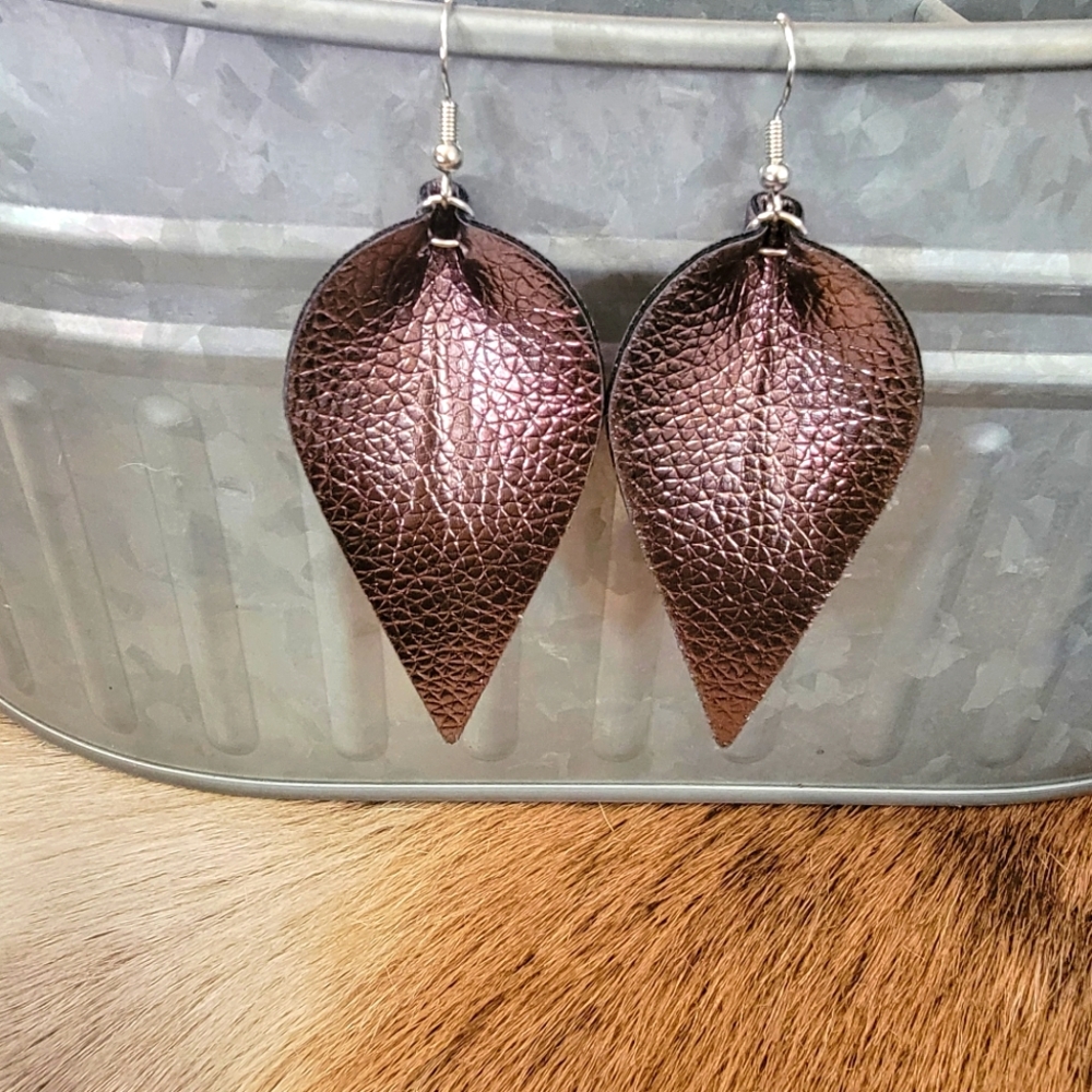 Faux leather teardrop earrings